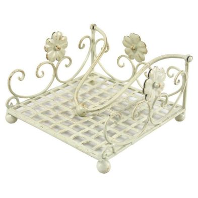Product photograph of Shabby Chic Napkin Holder Metal Cream - 19cm from QD stores