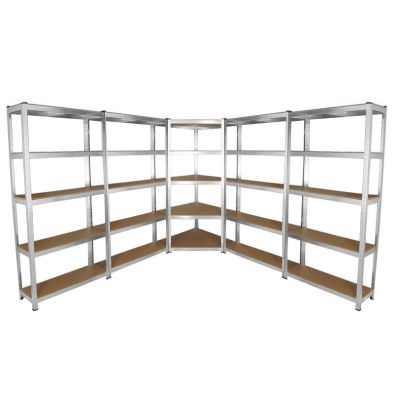 Galvanised Steel Mdf Shelving Units 180cm Silver Set Of Five Galwix 90cm By Raven