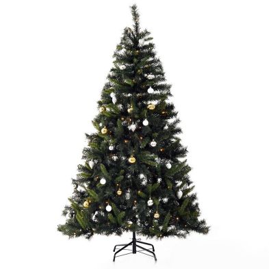 6ft Decorated Christmas Tree Artificial With Led Lights Warm White 745 Tips