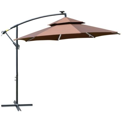 Outsunny 3m Cantilever Banana Parasol Hanging Umbrella With Double Roof