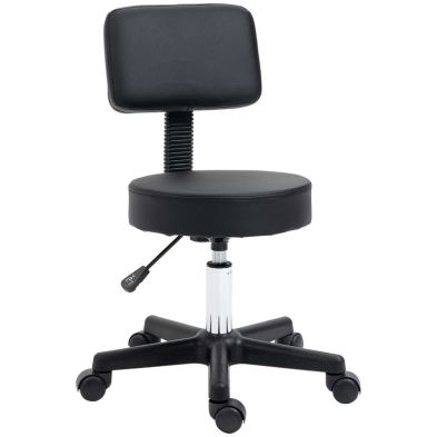 Homcom Swivel Salon Chair W Padded Seat Back 5 Wheels Adjustable Height Salon Hairdressers Tattoo Spa Rolling Black