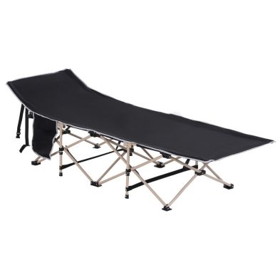 Product photograph of Outsunny Single Person Camping Bed Folding Cot Outdoor Patio Portable Military Sleeping Bed Travel Guest Leisure Fishing With Side Pocket And Carry Bag - Black from QD stores
