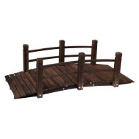 See more information about the Outsunny 1.5M Wooden Garden Bridge Lawn Dcor Stained Finish Arc Outdoor Pond Walkway W/ Railings Water Yard Decoration
