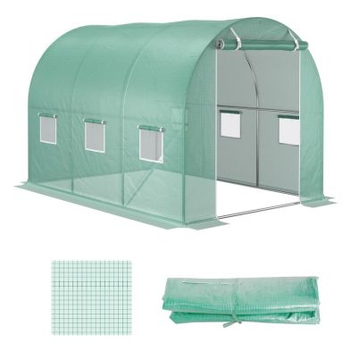 Outsunny 10x7 Ft Greenhouse Replacement Cover For Tunnel Walk In Greenhouse With Windows Door