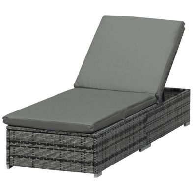 Product photograph of Outsunny Rattan Outdoor Garden Reclining Sun Lounger Grey from QD stores