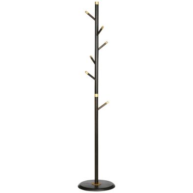 Product photograph of Homcom Vintage Coat Rack Stand Freestanding Hall Tree With 6 Hooks Bamboo Frame For Entryway Hallway Bedroom Walnut from QD stores