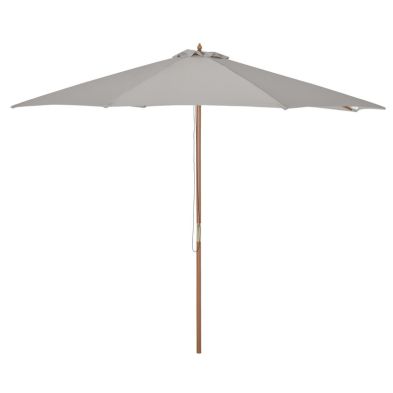 Outsunny 3m Fir Wooden Parasol Garden Umbrellas 8 Ribs Bamboo Sun Shade Patio Outdoor Umbrella Canopy Grey
