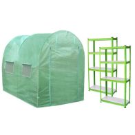 See more information about the Raven Flourish 6' 6" x 9' 10" Curved Polytunnel & Racking Set - Classic Polyethylene
