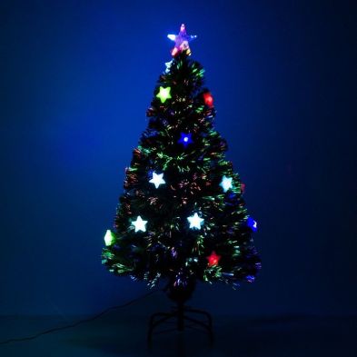 4ft Fibre Optic Christmas Tree Artificial With Led Lights Multicoloured 130 Tips
