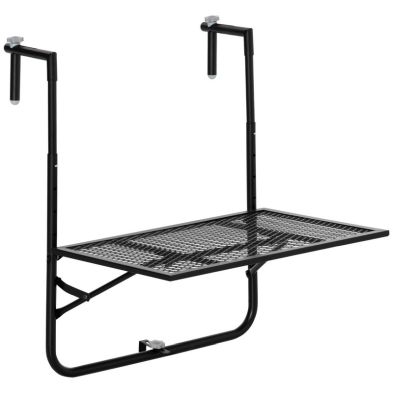 Product photograph of Outsunny Balcony Hanging Table Metal Wall Mount Desk Adjustable Folding Balcony Deck Table For Patio And Garden Black from QD stores
