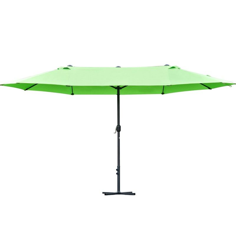 Outsunny 4.6M Sun Umbrella Canopy Double-Sided Crank Sun Shade With Cross Base Green
