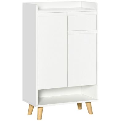 Homcom Modern Sideboard Storage Cabinet With 2 Door Cupboards Drawer And Bottom Shelf For Living Room Hallway White