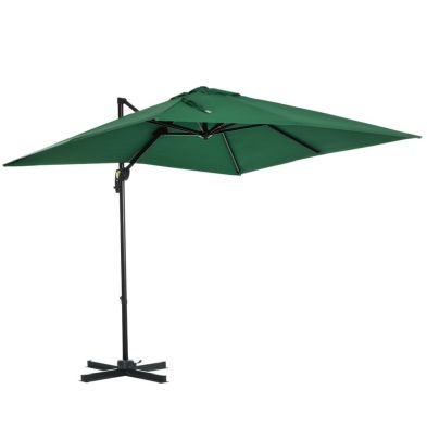 Outsunny Square Umbrella Parasol With360 Rotation 245lx245wx248h Cm Green