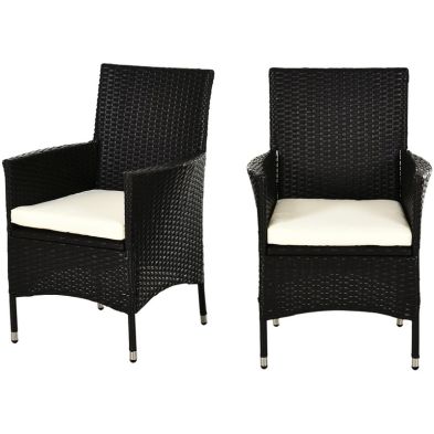 Product photograph of Outsunny 2 Pc Outdoor Rattan Armchair Dining Chair Garden Patio Furniture With Armrests Cushions Deep Coffee from QD stores