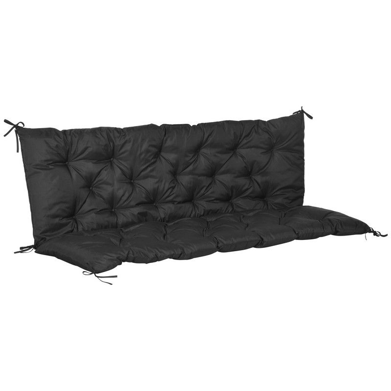 Outsunny Three-Seater Padded Bench Cushion - Black