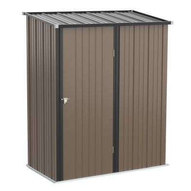 Product photograph of Galvanised 5 3 X 3 1 Single Door Pent Garden Store Steel Brown By Steadfast from QD stores