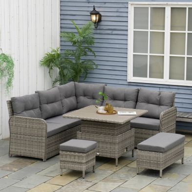 Product photograph of Outsunny Six-piece Rattan Sofa Set from QD stores
