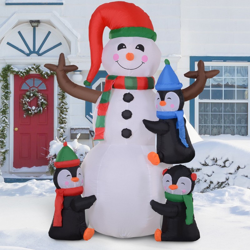 Snowman & Penguins Inflatable Christmas Decoration - 180cm