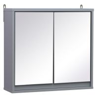 See more information about the Homcom Wall Mounted Mirror Cabinet with Storage Shelf Bathroom Cupboard Double Door Grey