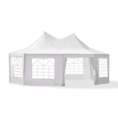 Outsunny 68x5m Octagonal Marquee Heavy Duty Gazebo With Sides And 2 Doors Party Tent Event Shelter White