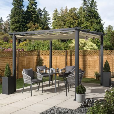 Image of Premium Aluminium Garden Gazebo 3x3m by Croft with a Cream Canopy