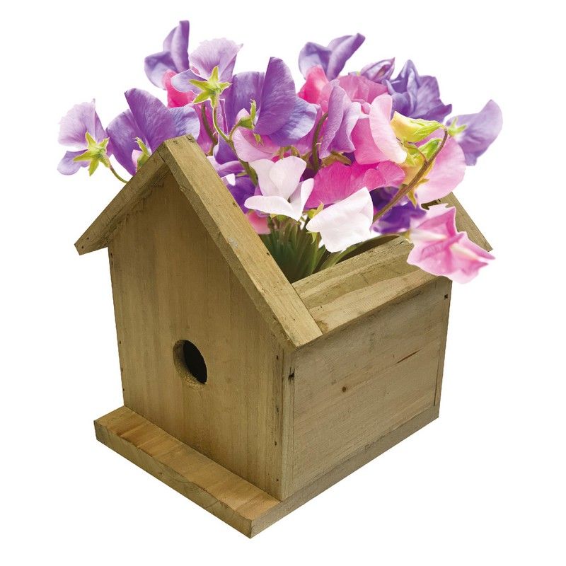 Outdoor Birdhouse Planter Set With Sweet Pea Seeds