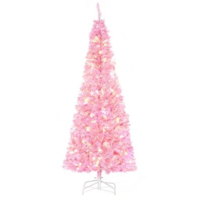 6ft Prelit Christmas Tree Artificial Pink With Led Lights Warm White 618 Tips