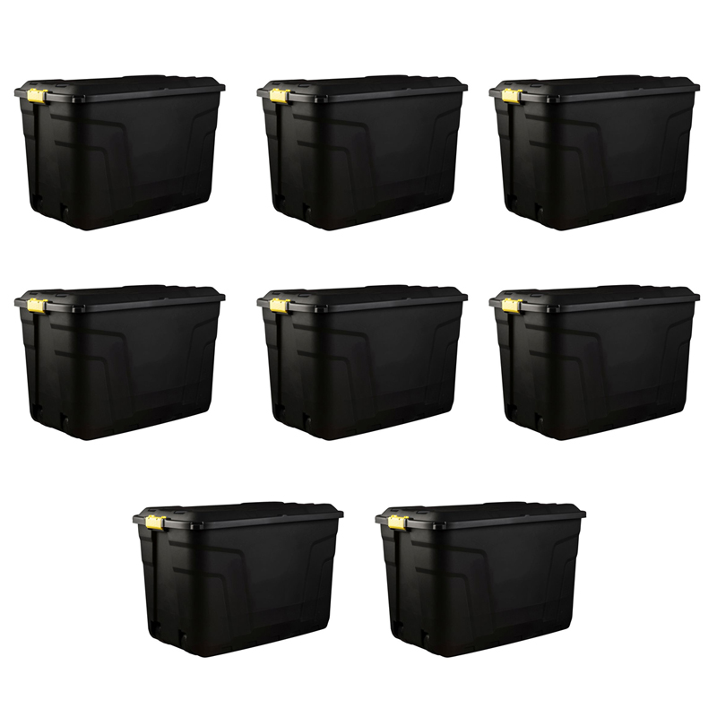 8 x Plastic Storage Box 2 Wheels 190 Litres Extra Large - Black Heavy Duty  by Strata - Buy Online at QD Stores