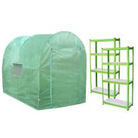See more information about the Raven Flourish 6' 6" x 8' 2" Curved Polytunnel & Racking Set - Classic Polyethylene
