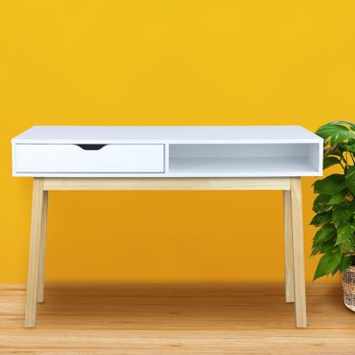 Product photograph of Malmo Console Table White 1 Shelf 1 Drawer from QD stores