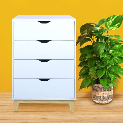 Product photograph of Malmo Chest Of Drawers White 1 Shelf 4 Drawers from QD stores