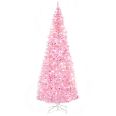7ft Prelit Christmas Tree Artificial Pink With Led Lights Warm White 818 Tips