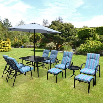 Hartwell Garden Patio Dining Set By Croft 6 Seats Turquoise Cushions