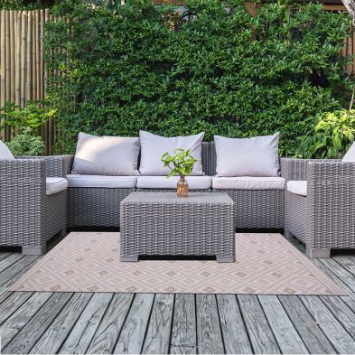Product photograph of Garden Patio Rug By Wensum Geometric Natural - 300x180cm from QD stores