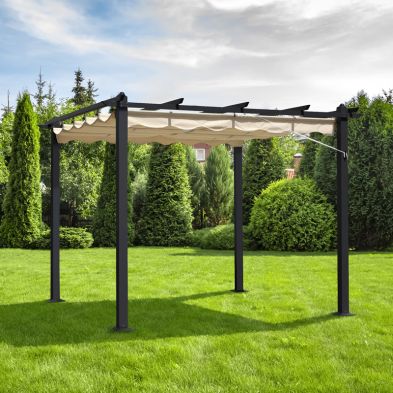 See more information about the Deluxe Garden Gazebo by Croft 3x3m with a 2.6x2.6m Beige Canopy