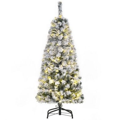 4ft Prelit Christmas Tree Artificial White Frosted Green With Led Lights Warm White 252 Tips